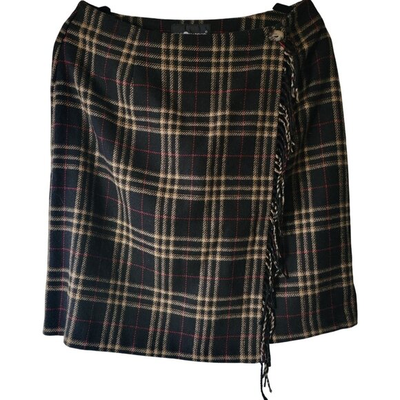 Vtg 90s Y2K Dark Academia Preppy Plaid Wrap Style Skirt Size 12 - Picture 1 of 14